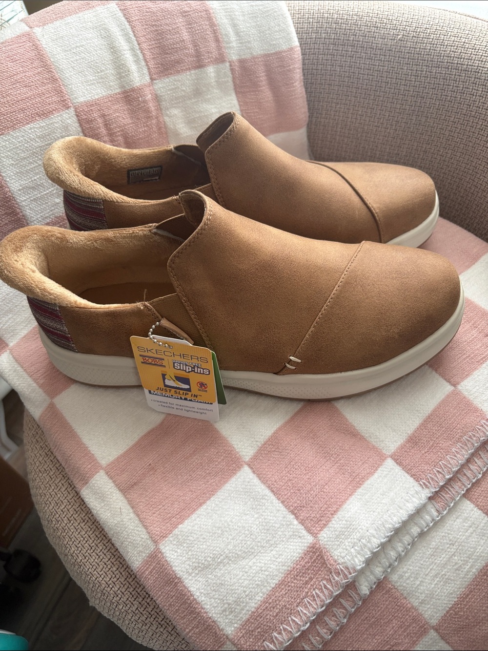 Skechers Women’s Slip-On Sneakers in Brown with White Sole